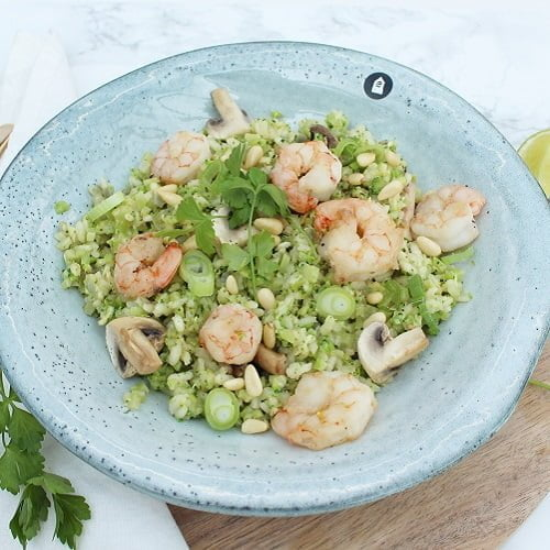 Groene risotto met garnalen