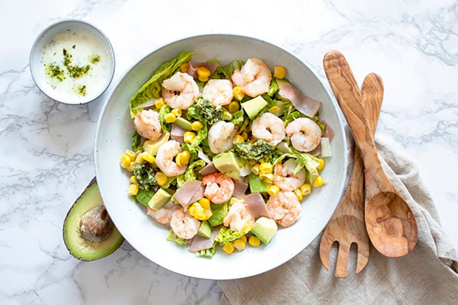 gamba's en avocado salade