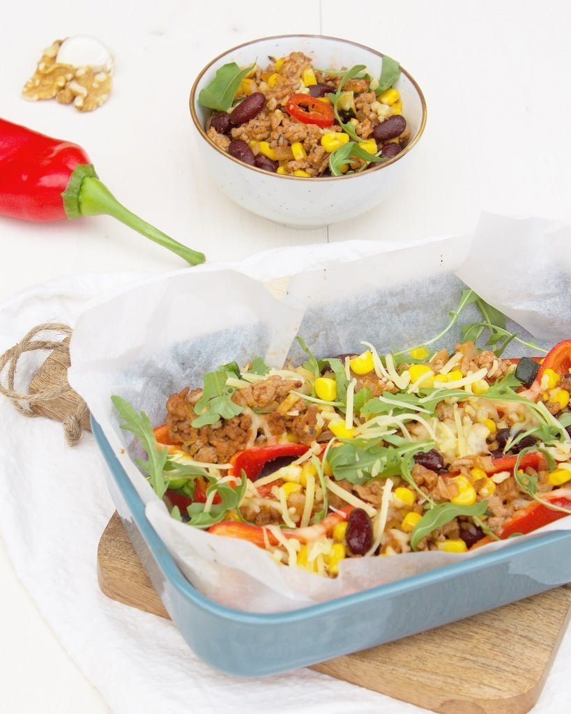 Gevulde puntpaprika met kidneybonen