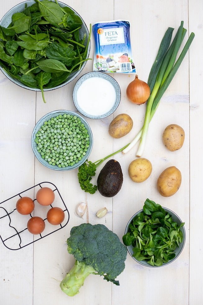 Groene shakshuka ingredienten