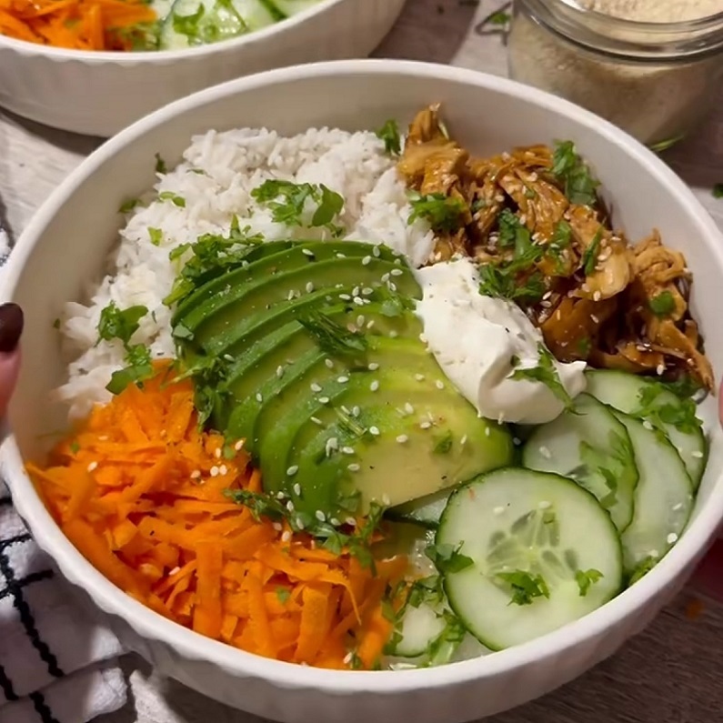 Pokebowl kip teriyaki