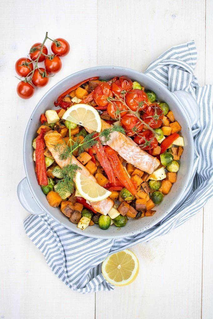 Zoete aardappel oven met zalm